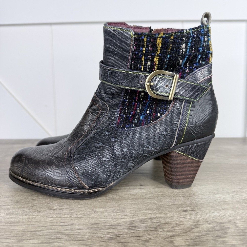 Spring Step L'ARTISTE Nancies Zip Leather Ankle‎ Booties Boots Sz-37 - US 6.5-7
